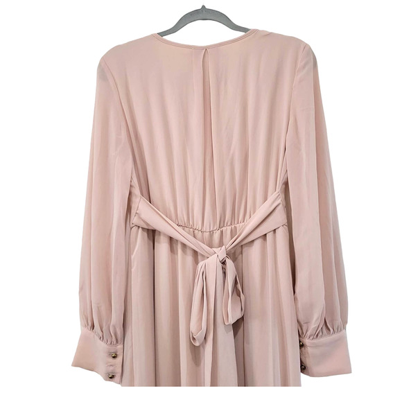 Baltic Born Lydia Maxi Dress in Natural V-Neck Cuff Long Sleeve Chiffon Dress M - Picture 9 of 12